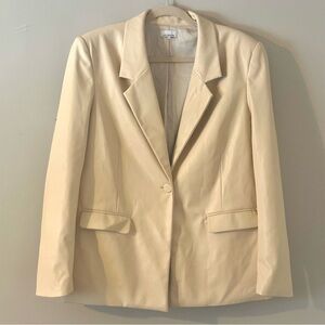 WeWoreWhat Cream Blazer Size Medium Tailored Button Neutral Jacket Faux Leather